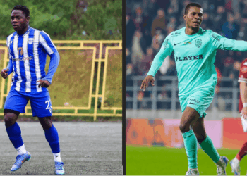 Emmanuel Sieh in FK Novi Pazar kit during preseason match in Serbia