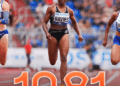 Liberian sprinter Thelma Davies crosses the finish line at the World Athletics Continental Tour Gold meet in Ostrava, clocking a national record of 10.91 seconds in the women's 100m race.