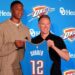 Thomas Sorber presented with OKC Thunder jersey after 2025 NBA Draft press conference