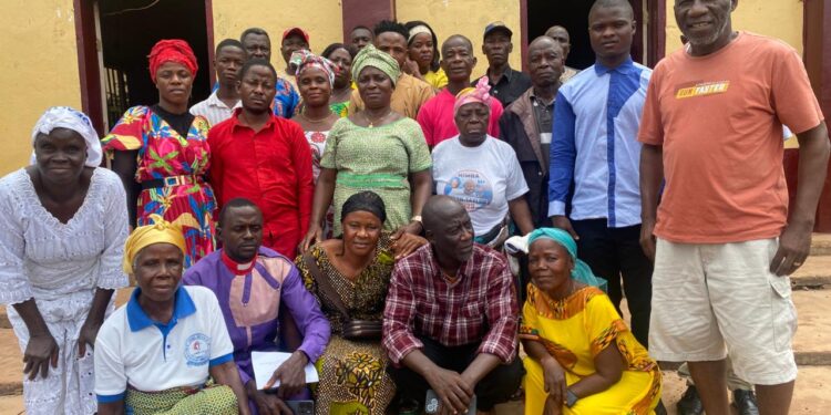 Members of the United Methodist Church gather outside First UMC Tappita after leadership seminar in Nimba County
