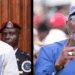 Side-by-side photo of President Joseph Boakai speaking at a podium and former President George Weah addressing supporters with a microphone