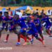 Paris FC players celebrate semifinal qualification at the 2025 National 3rd Division Playoff in Zwedru, Grand Gedeh County.