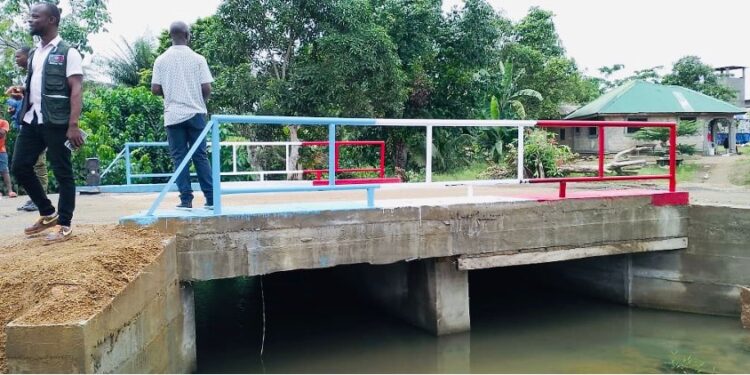 Concrete bridge dedicated by Rep. Rugie Barry in Louisiana Township, linking Wolakkor and Success communities in Montserrado District #1.