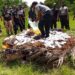 Liberian drug enforcement officers burn seized narcotics during World Anti-Drug Day along Roberts International Airport Highway