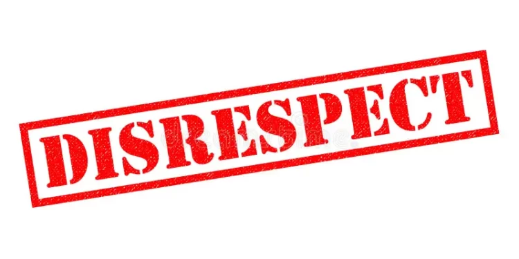 A red stamp reading “DISRESPECT” symbolizing the growing crisis of incivility and loss of values in Liberia’s democratic and social institutions.