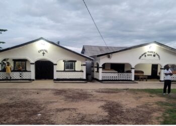 Front view of Solomon Tubee Funeral Home in Kakata, Liberia, where a burial mix-up involving two elderly women caused public outcry