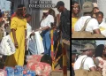 Wives of imprisoned Liberian lawmakers deliver supplies including mattresses, bottled water, fans, and food items to Monrovia Central Prison. The women, joined by legislative aides and supporters, stand outside the facility in solidarity with their detained spouses amid Capitol arson charges