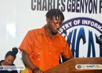 BudgIT Liberia Country Lead Abraham Varney speaks at the Ministry of Information, announcing the organization's full independence from its Nigerian counterpart during a governance training session.