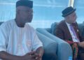 Prof. Alaric K. Tokpa and Dr. Aaron Weah attend a policy dialogue on establishing Liberia’s War and Economic Crimes Court in Monrovia.