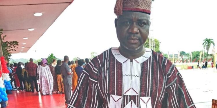 Cllr. Boakai Kanneh, nominee for Associate Justice of the Supreme Court of Liberia, pictured in traditional attire at an official event in Monrovia.