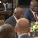 Liberian President Joseph Boakai speaking during a White House luncheon with President Trump and other African leaders, requesting U.S. investment in Liberia’s mineral sector.