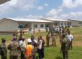 Liberian soldiers and officials inspect newly renovated Camp Grant Military Barracks in Sanniquillie, Nimba County ahead of dedication ceremony