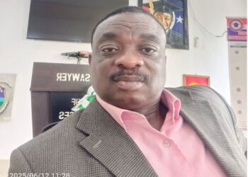 University of Liberia lecturer Charles Crawford delivers remarks opposing July 17 protest in Monrovia