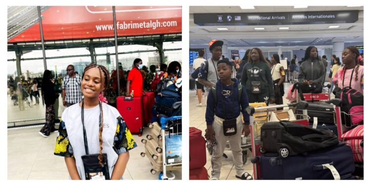 Charlia Kweh and fellow youth delegates at Toronto airport for the Upper Canada College global summer camp.