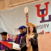 UL President Dr. Layli Maparyan leading academic procession at University of Liberia convocation with ceremonial mace