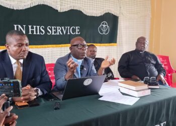 Rev. Dr. Jerry Kulah of the Global Methodist Church addresses journalists during a press briefing on the church’s plan to build 241 congregations across Liberia by 2028.