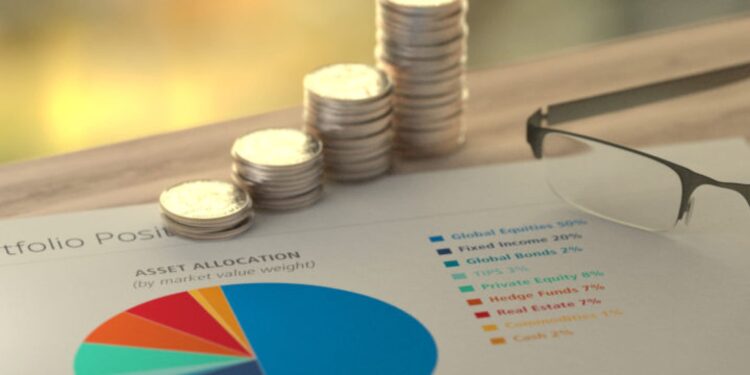 Stacked coins and investment chart showing asset allocation, symbolizing foreign investment and economic strategy in Liberia