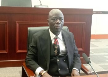 Chief Justice-designate Yamie Gbeisay speaks during Senate confirmation hearing at Capitol Building in Monrovia