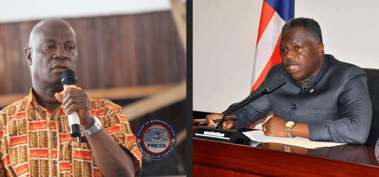 Vice President Jeremiah Koung and Senator Samuel Kogar in separate settings amid an intensifying political feud over control of Nimba County’s District 5.