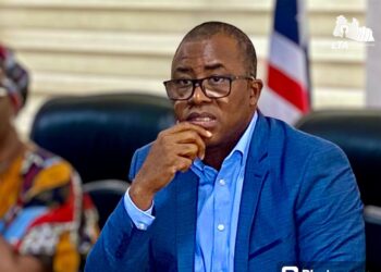Abdullah Kamara, former Acting Chairman of the Liberia Telecommunications Authority, during a press briefing prior to his dismissal by President Joseph Boakai amid a fraud scandal.