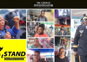 Collage of STAND protest leader Mulbah Morlu, ordinary Liberians, and Liberian police as tensions rise over July 17 protest against economic hardship