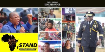 Collage of STAND protest leader Mulbah Morlu, ordinary Liberians, and Liberian police as tensions rise over July 17 protest against economic hardship