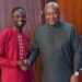 Ghanaian journalist Manasseh Azure Awuni meets and shakes hands with former President John Dramani Mahama after commending him for ending Zoomlion’s controversial sanitation contract.
