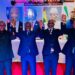 Speakers of Parliament from Mano River Union member states, including Liberia's Speaker J. Fonati Koffa (second from right), join hands in solidarity during a high-level meeting to strengthen regional cooperation on security, governance, and legislative oversight