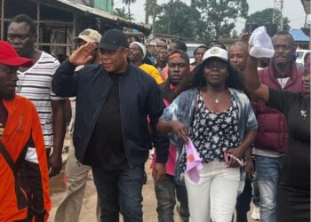 STAND leader Mulbah Morlu marches with supporters through Monrovia streets ahead of the planned July 17 protest calling for justice and democratic reforms in Liberia.