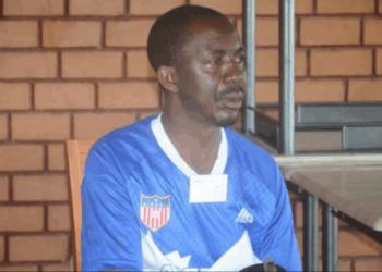 LAF President Mulbah Zaza wearing a Liberia-themed sports jersey