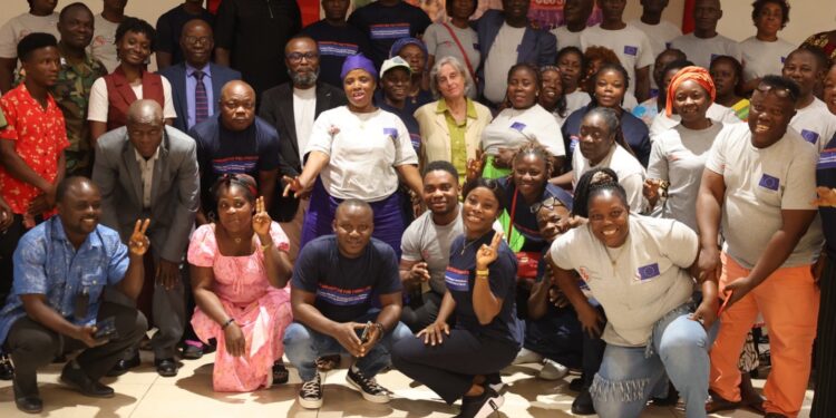 Liberian fisheries stakeholders and community members pose for a group photo during the EU-funded project closeout event in Monrovia