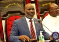 House Speaker Richard Nagbe Koon addresses lawmakers from the Speaker’s chair, proposing reserved legislative seats for women and persons with disabilities.