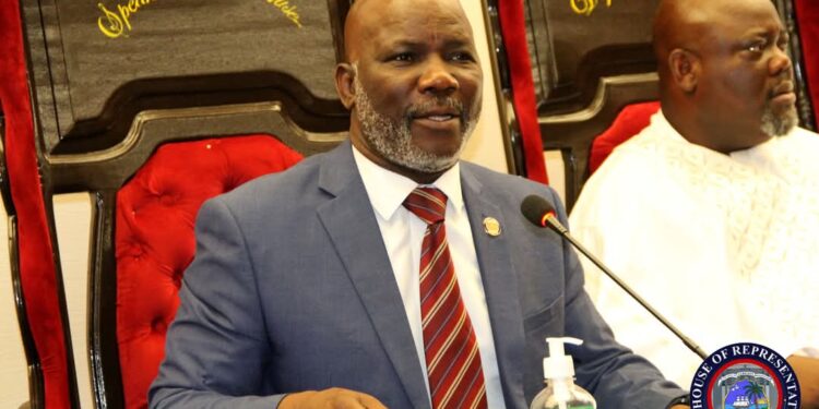 House Speaker Richard Nagbe Koon addresses lawmakers from the Speaker’s chair, proposing reserved legislative seats for women and persons with disabilities.