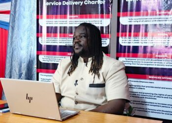 Samuel Dean, Executive Director of Liberia’s National Commission on Disabilities, speaks during post-UN CRPD Conference briefing in Monrovia