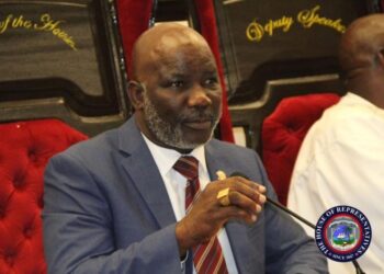 House Speaker Richard Koon speaking at the Capitol as he proposes a constitutional change to create 10 women-only seats in Liberia’s Legislature