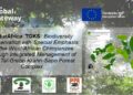 Poster for NaturAfrica TGKS biodiversity project funded by the European Union, highlighting West African chimpanzee conservation in the Taï-Grebo-Krahn-Sapo forest complex