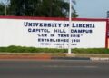 University of Liberia Capitol Hill campus entrance sign reading “Lux in Tenebris” with 1951 establishment date
