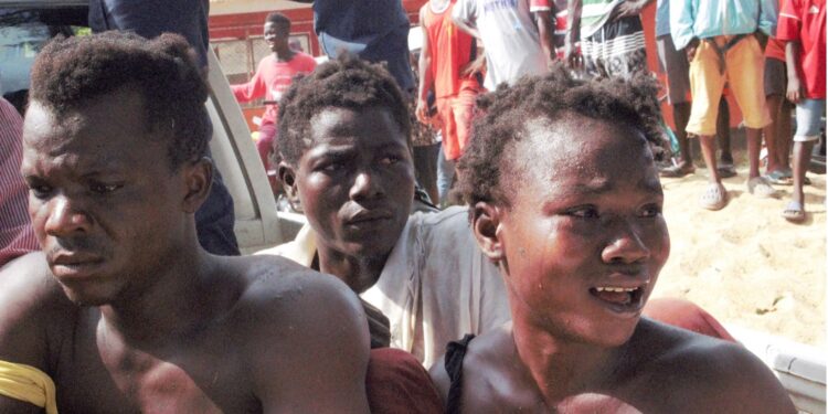 Suspected criminals arrested during police crackdown on ghettos in Monrovia’s Slipway community on July 13, 2025