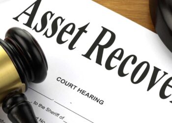 Gavel and court document titled "Asset Recovery" highlighting legal proceedings in corruption cases