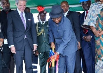 President Joseph Boakai breaking ground for Liberia’s first radiotherapy center alongside IAEA Director General Rafael Grossi and senior government officials