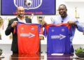 Alain-André Landeut and LISCR FC official unveil new club jerseys at signing ceremony
