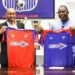 Alain-André Landeut and LISCR FC official unveil new club jerseys at signing ceremony