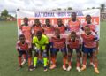 Montserrado County high school football team poses for a group photo during the National High School Football and Kickball Championship.