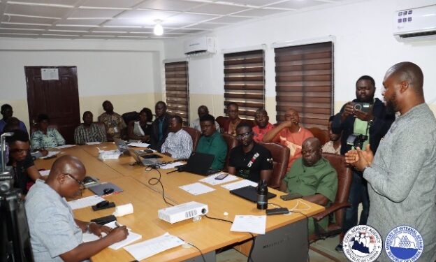 Civil Service Agency Director-General Dr. Josiah Joekai and Internal Affairs Minister Francis Nyumalin lead the launch of Liberia’s nationwide civil service payroll audit in Monrovia.