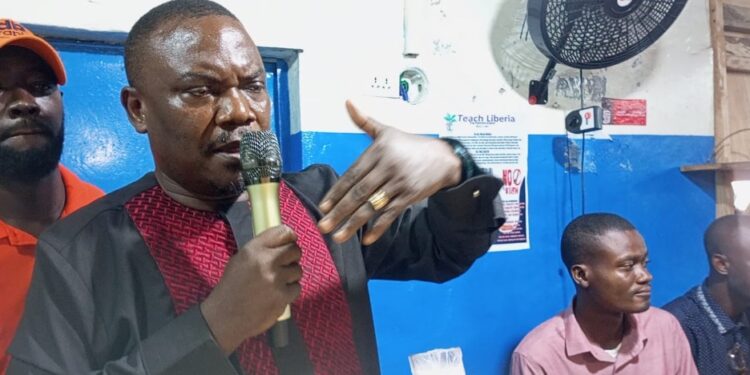 CDC Acting Chairman Janga Kowo addresses supporters on Saah Joseph’s resignation