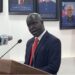 EPA Executive Director Dr. Emmanuel Urey Yarkpawolo speaks at the Ministry of Information about Liberia’s draft carbon trading policy.