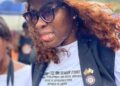 Rep. Ellen Attoh-Wreh wearing anti-drug campaign attire during awareness event in Liberia