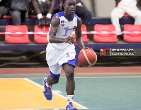Liberia U-16 basketball player dribbles during a game as the nation prepares for the 2025 Afrobasket in Kigali, Rwanda.