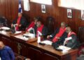 Liberian Supreme Court justices in session as Chief Justice Yamie Quiqui Gbeisay pledges judiciary reforms and performance-based leadership