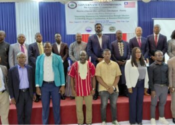 Group photo of Governance Commission, government officials, and partners at Monrovia policy dialogue on sustainable urban governance reform